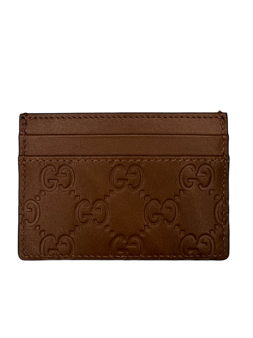 Gucci Brown GG Emblem Leather Card Holder