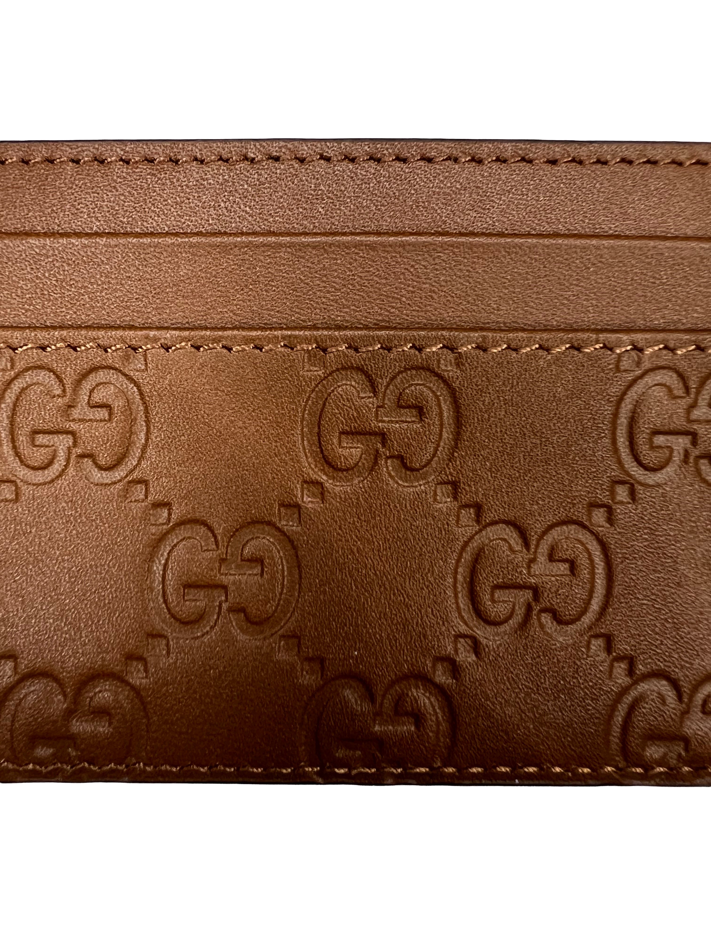 Gucci Brown GG Emblem Leather Card Holder