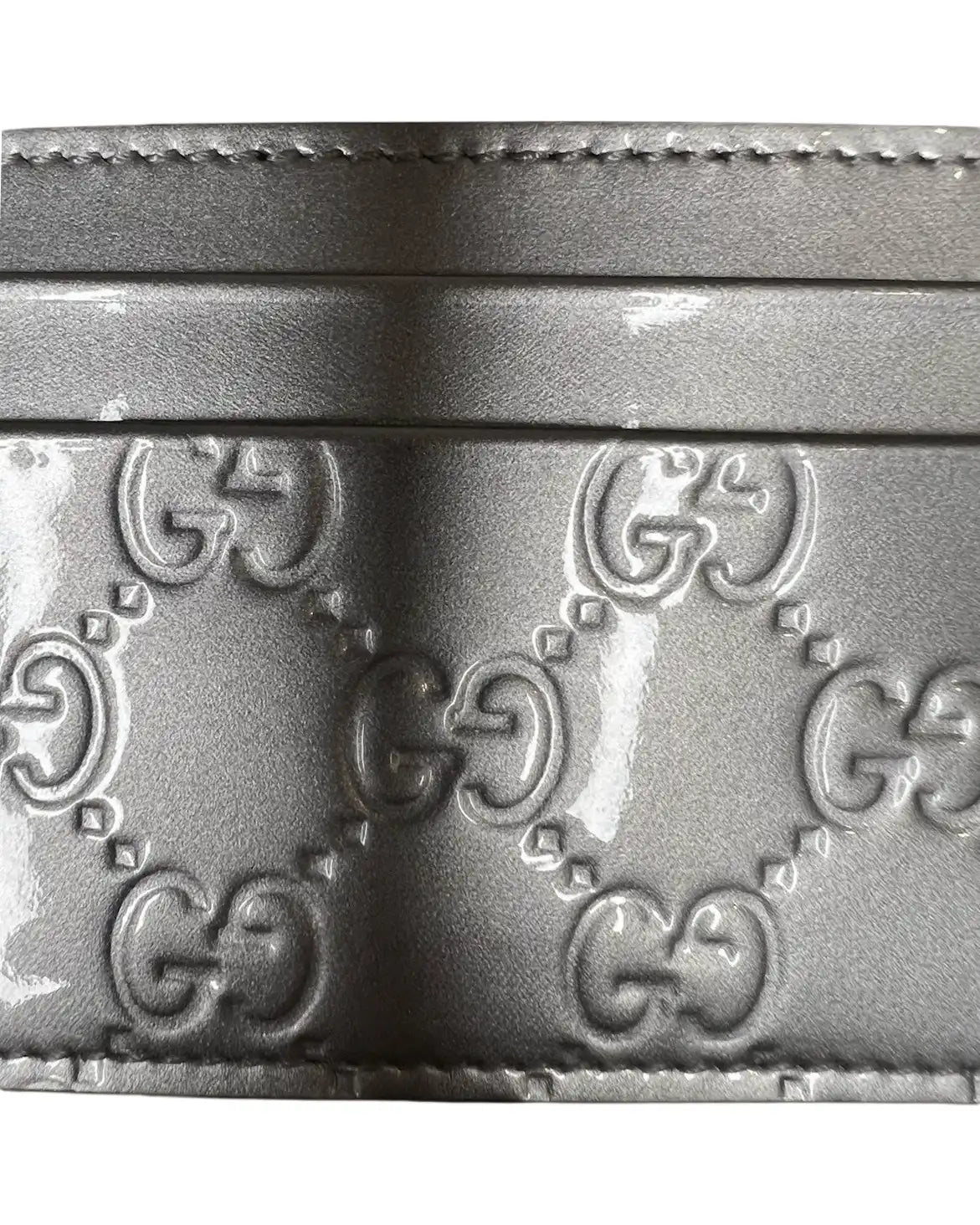 Gucci Silver GG Emblem Leather Card Holder