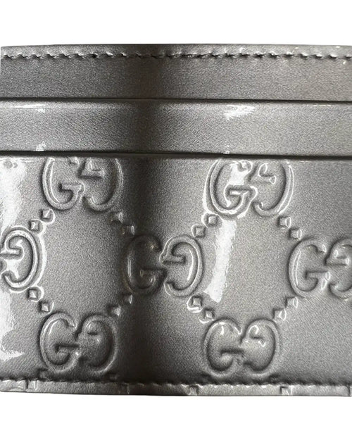 Gucci Silver GG Emblem Leather Card Holder